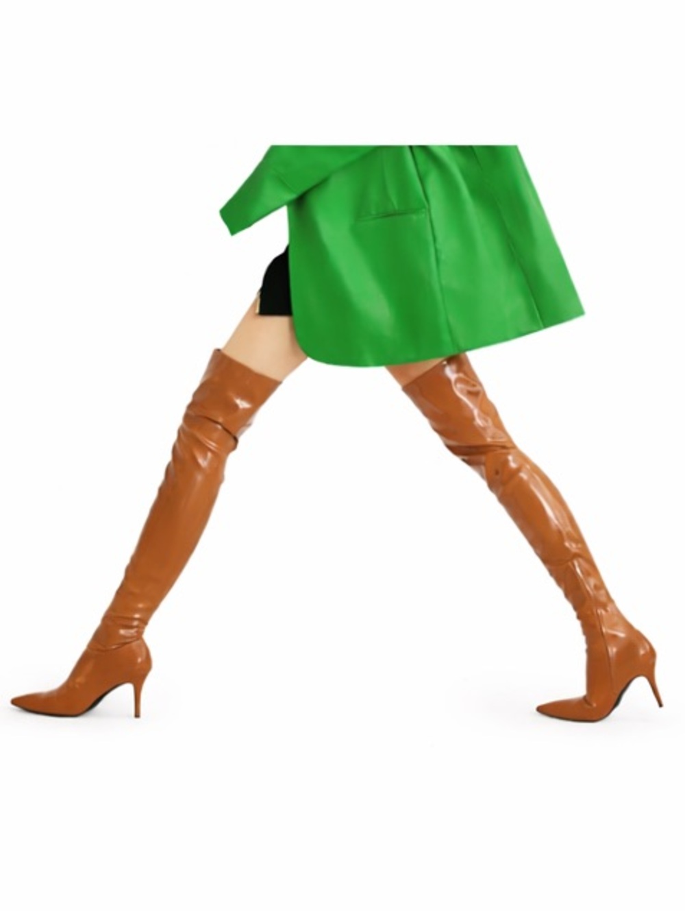 NWOB Steve Madden Vanquish Cognac Glossy Over-the-Knee stiletto heel Boots